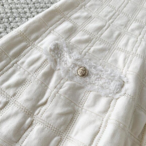 Chanel Classic Check Knit Strapless Dress - Picture 5 of 11